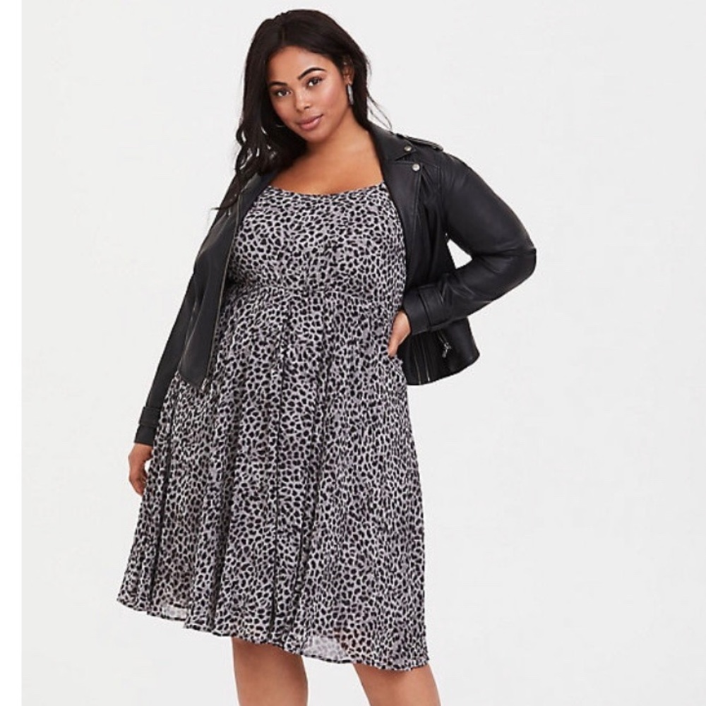 Leopard chiffon skater dress